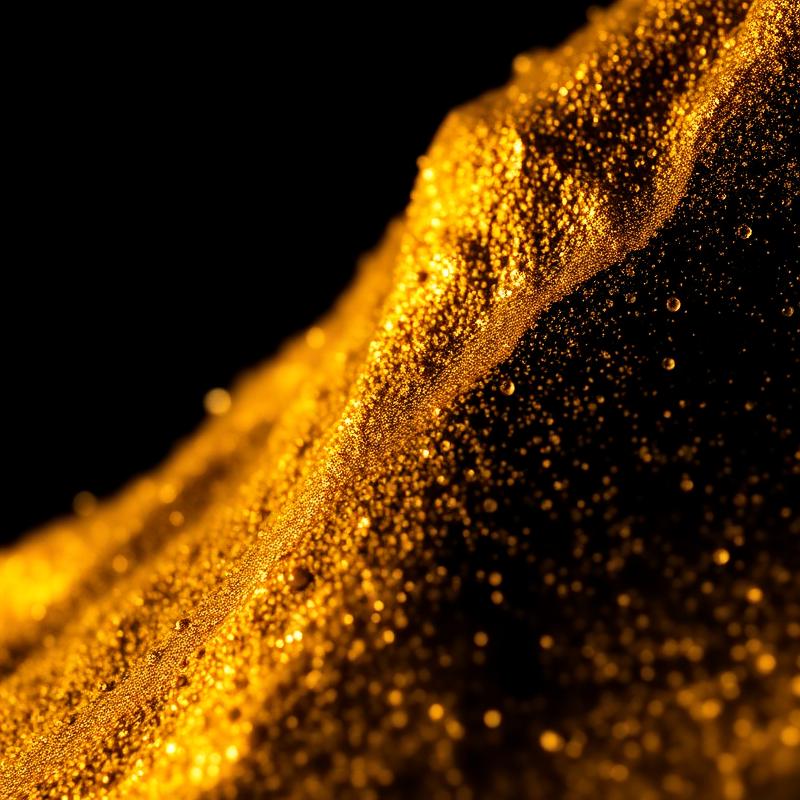 Macro shot of golden shimmer at the Glossaa atelier
