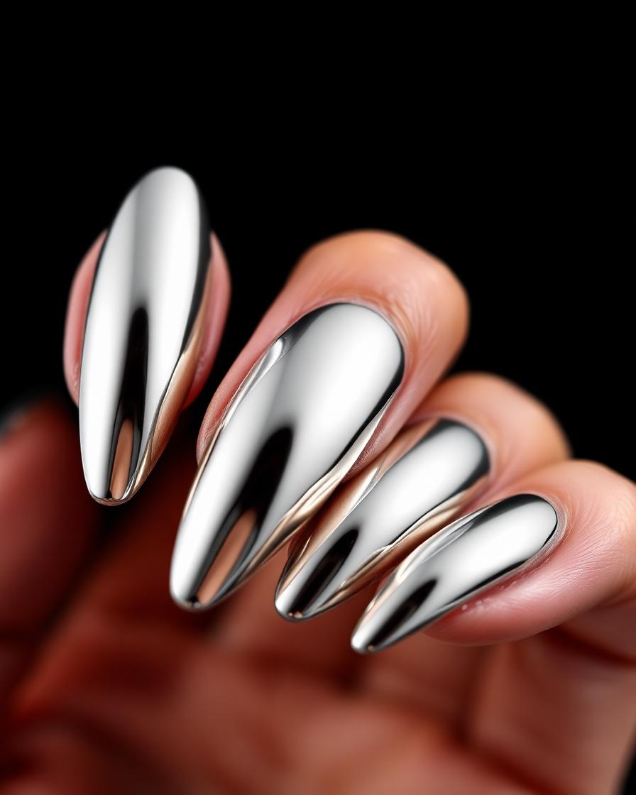 Rajwadi Silver press-on nail design
