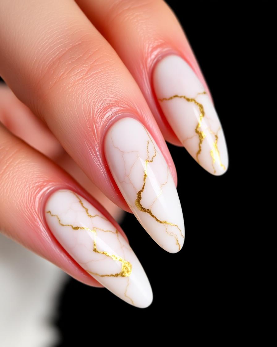 Haldi Marble press-on nail design