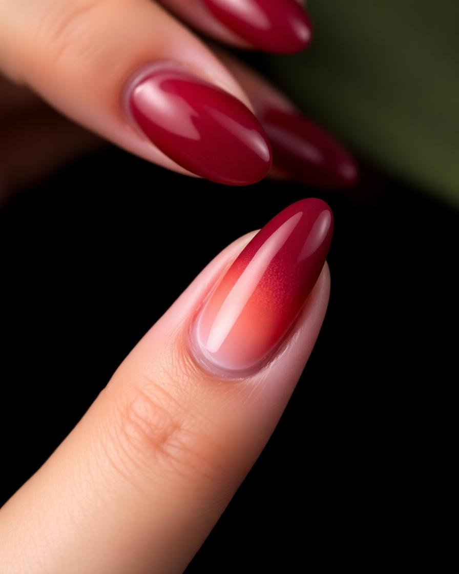 Sindoor Ombre press-on nail design