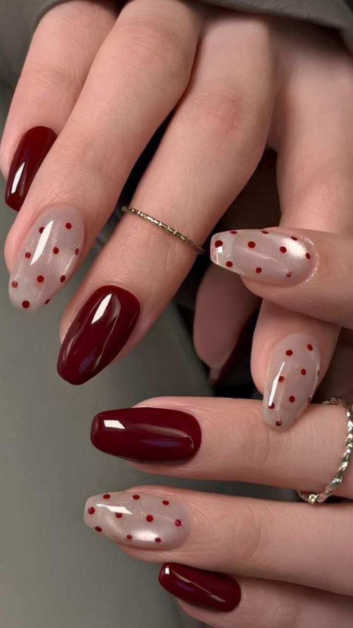 Cherry Polkadot Picnic press-on nail design