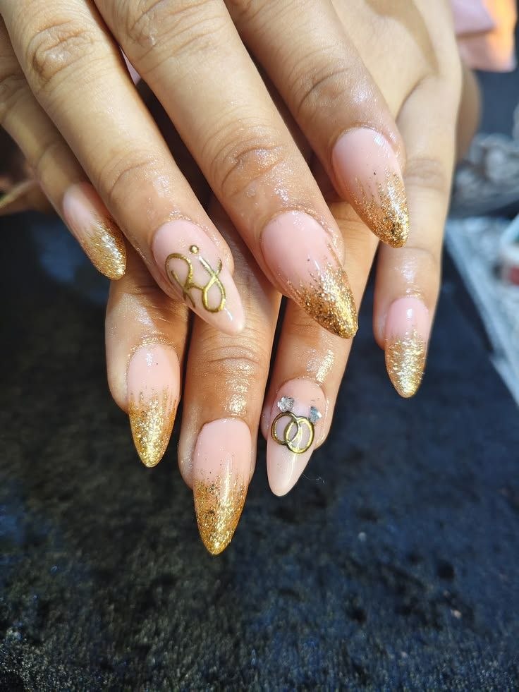 Shagun Gold Glitter press-on nail design