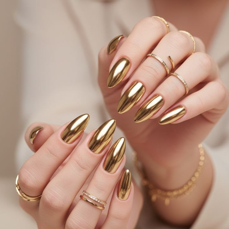 Swarn Stiletto Mirror press-on nail design