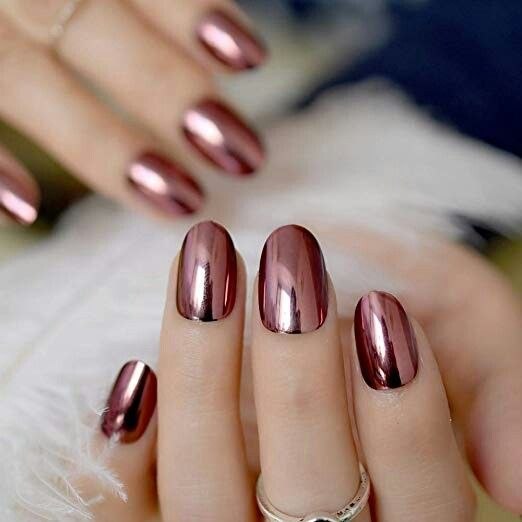 Mahogany Mirror press-on nail design