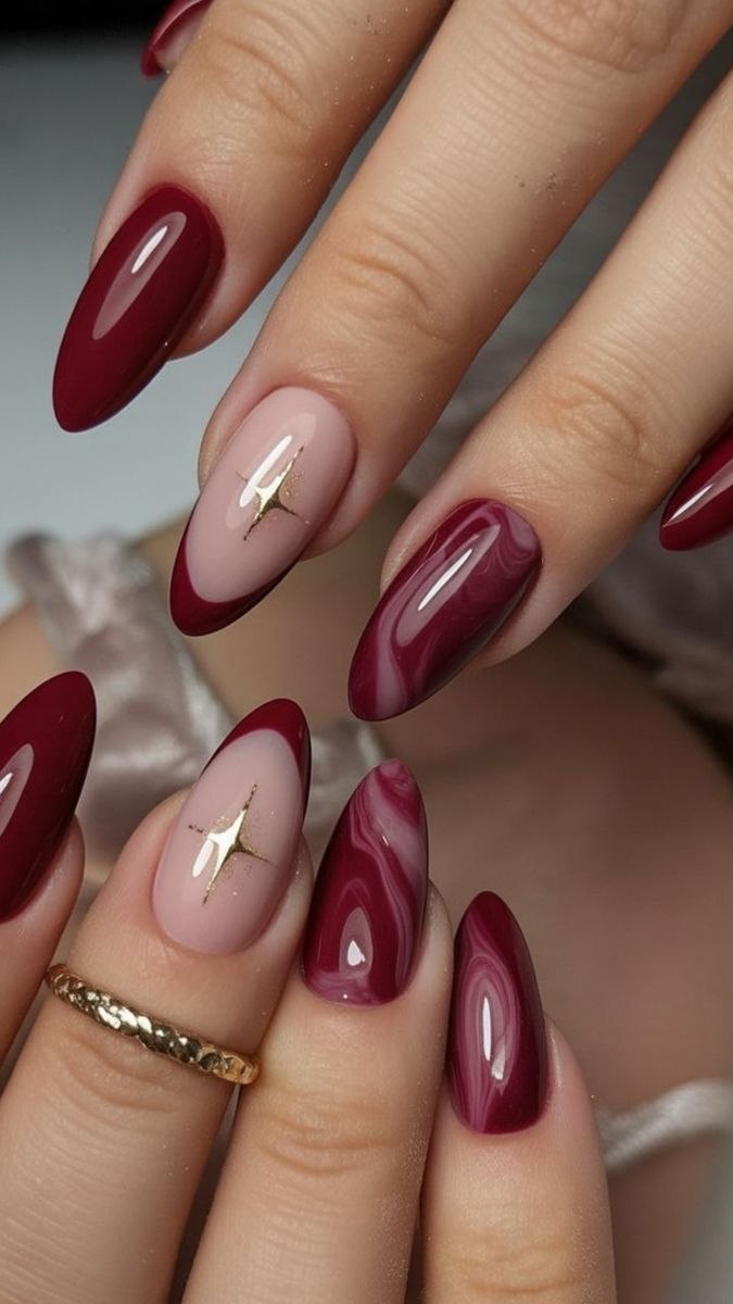 Rani Swirl Marble press-on nail design