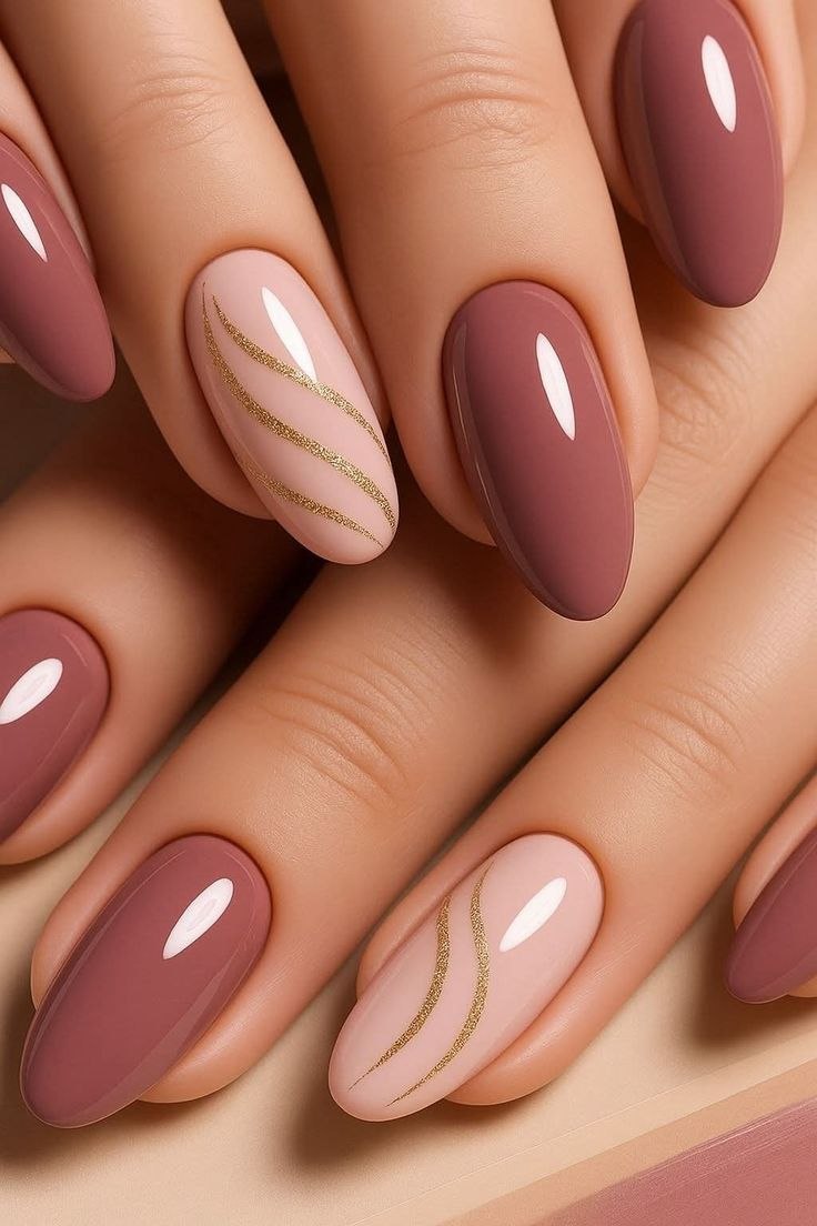 Mauve Zari Swirl press-on nail design