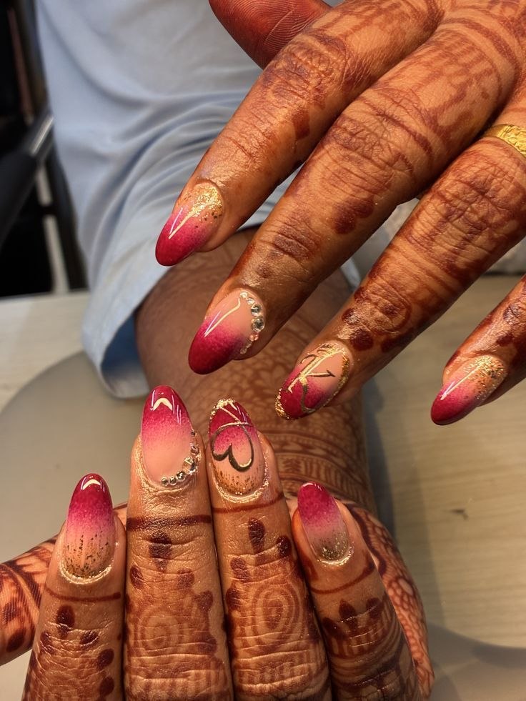 Ishq Pink Ombre press-on nail design