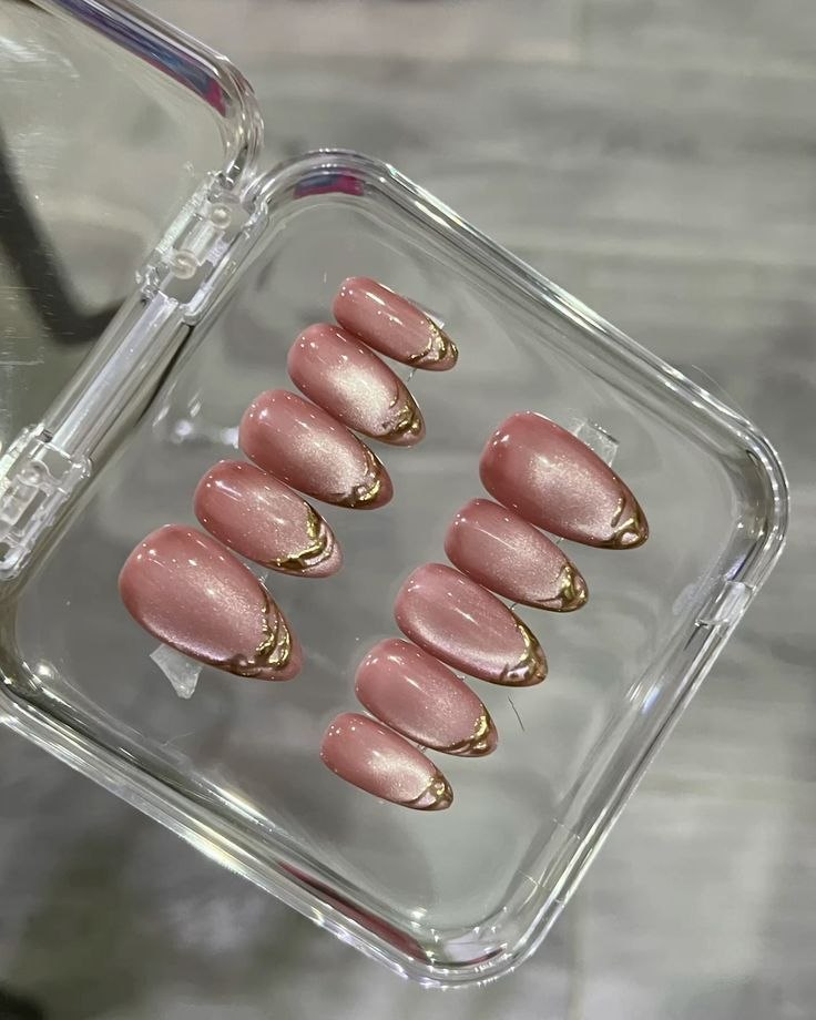 Rose Zari French press-on nail design